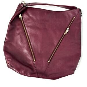 Rebecca Minkoff Moto leather hobo merlot colored